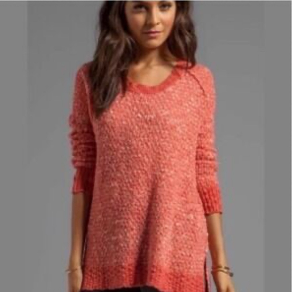 Free People Chunky Pullover Sweater Women’s Small Coral Oversize Boho Wool Blend